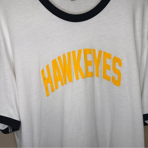 Alternative Apparel Hawkeyes Ringer Tee with Yellow Print Size XXL - Picture 2 of 6